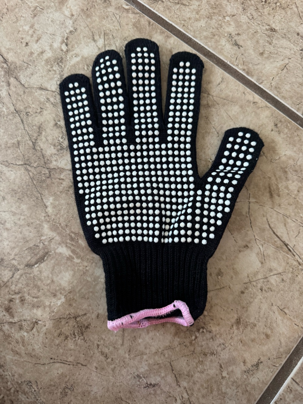 Black Grip Work Glove with White Dots- For hot tools